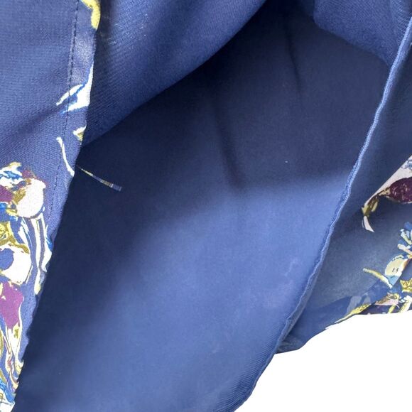 Chico’s Blouse Womens 2 Blue Stretch Floral Bird Of Paradise-Print Pullover Knit - Picture 11 of 12